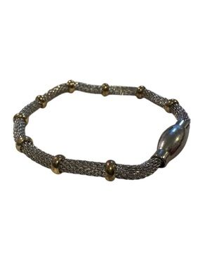 Two-Tone Mesh Link Bracelet With Magnetic Clasp - Silver and Gold